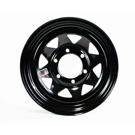 eCustomrim Trailer Rim 15 Inch 15X6 6 Lug On 5.5 Inch Center Black Wheel