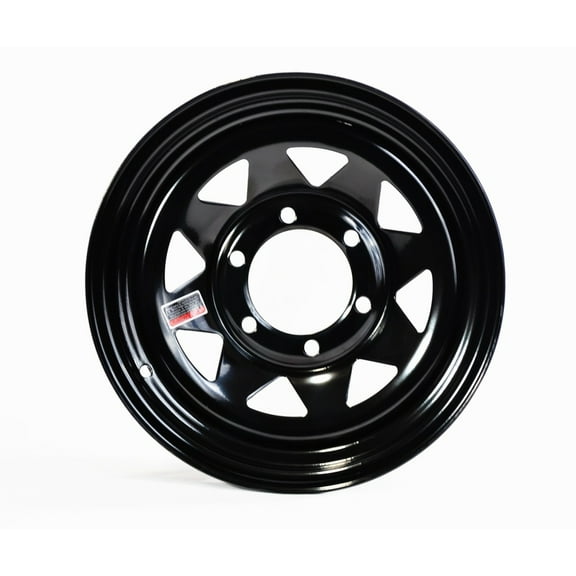 eCustomrim Trailer Rim 15 Inch 15X6 6 Lug On 5.5 Inch Center Black Wheel