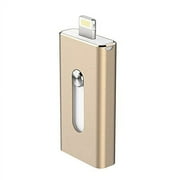 eDealz 64GB Mobile USB Flash Drive for iPhone, iPad and Most USB Enabled Devices for Data Transfer and Backup Gold
