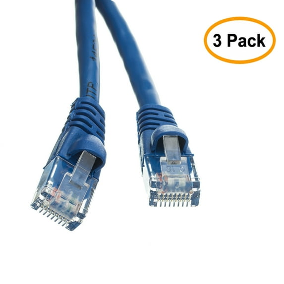 eDragon 3 Pack, Cat5e Blue Ethernet Patch Cable, Snagless/Molded Boot, 4 Feet
