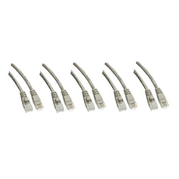 eDragon 6 Inch CAT6 Snagless/Molded Boot Ethernet Patch Cable, Gray, Pack of 5