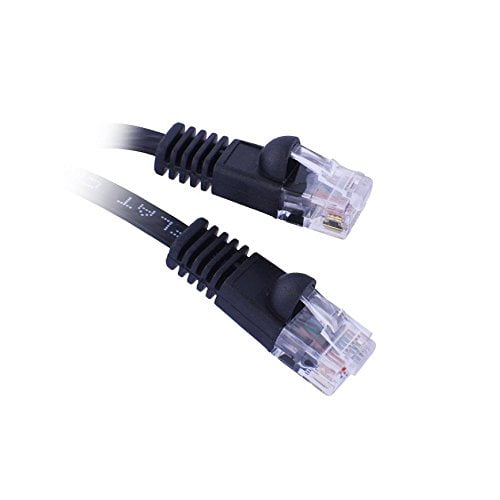 eDragon 7 Feet Ultra Premium CAT6 550 MHz Flat Patch Cable Black 20 Pack