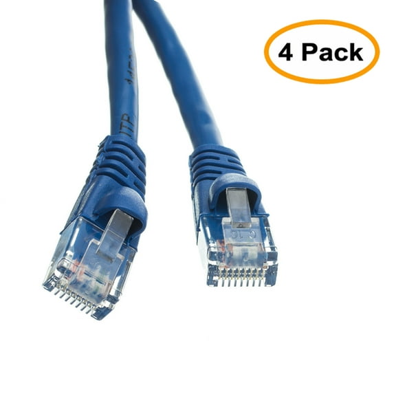 eDragon Cat5e Ethernet Patch Cable, Snagless/Molded Boot, 3 Feet, Blue, Pack of 4