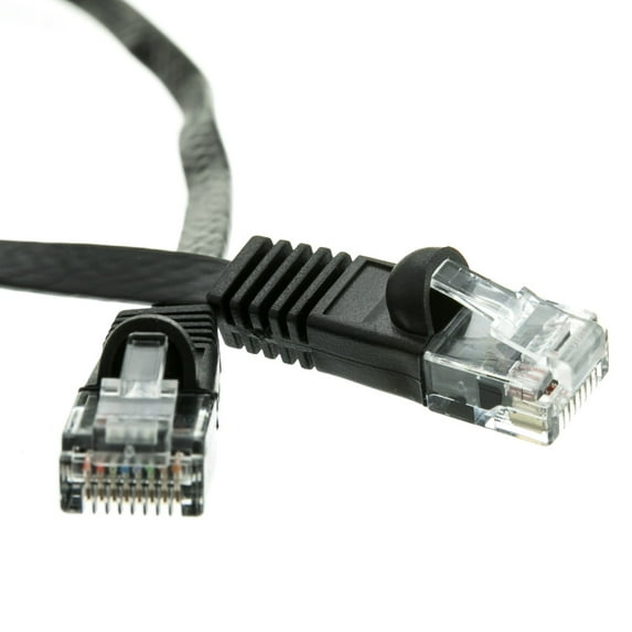 eDragon Cat6 Flat Ethernet Patch Cable 32 AWG, Black, 15ft, Pack of 2