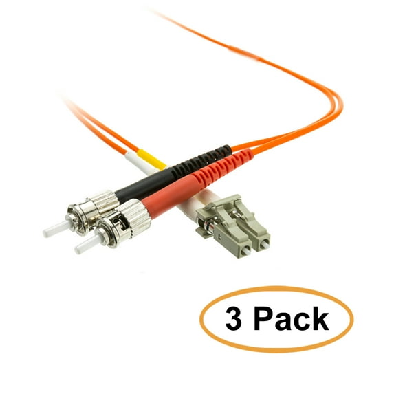 eDragon Fiber Optic Cable, LC/ST, Multimode, Duplex, 62.5/125, 3 Meter (10 Foot), 3 Pack