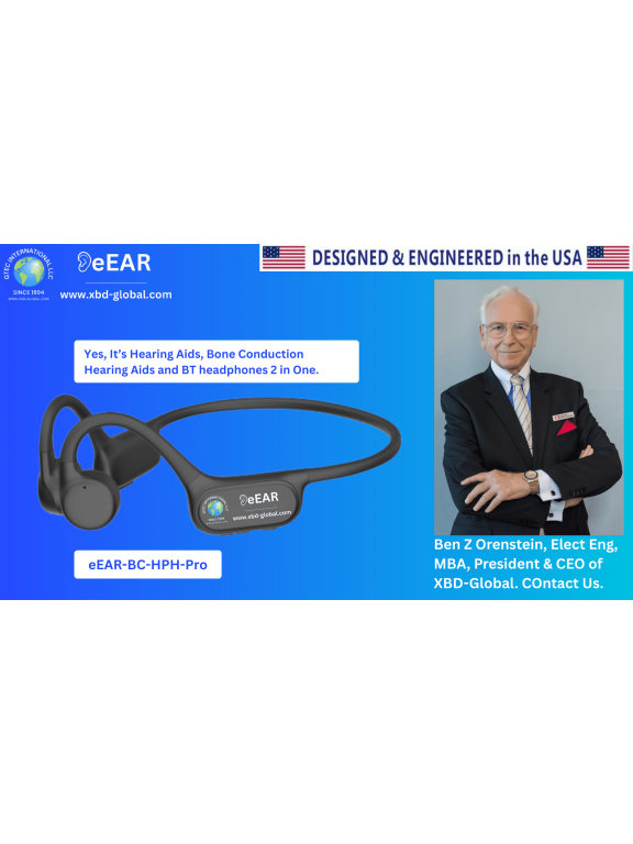 eEAR-BC-HPH-Pro Bone Conduction Hearing Aids Amplifier Patented Transducer, Dual Volume Control, Voice/Indoor/Outdoor Modes, High Gain, Fast Charging, Noise Cancelling, DSP Chip, Military Grade Mic