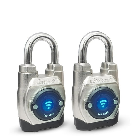 eGeeTouch Outdoor Smart Padlock with Bluetooth & NFC, 5th Gen, Short shackle (pack of 2)