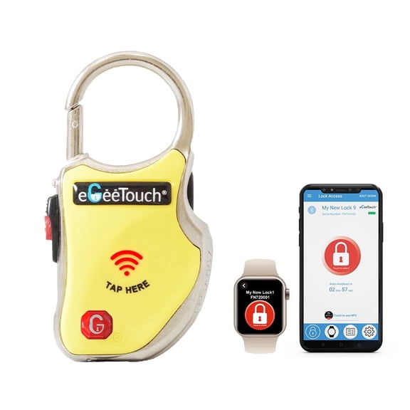 eGeeTouch TSA Approved Smart Travel Padlock, Dual Access, Yellow