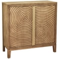thumbnail image 1 of eHemco 2-Door Storage Cabinet with Geometric Ripple Carved Doors, Modern Retro Style, Natural Finish, 30 x 14 x 31 Inches, 1 of 9