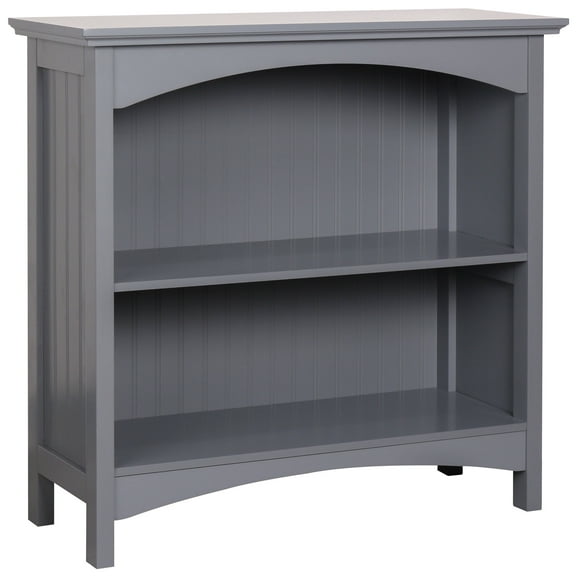 eHemco 2 Tier Storage Shelf Bookcase with 2 Arched Supports, 29 Inches Height, Gray