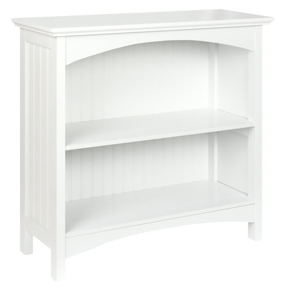 eHemco 2 Tier Storage Shelf Bookcase with 2 Arched Supports, 29 Inches Height, White