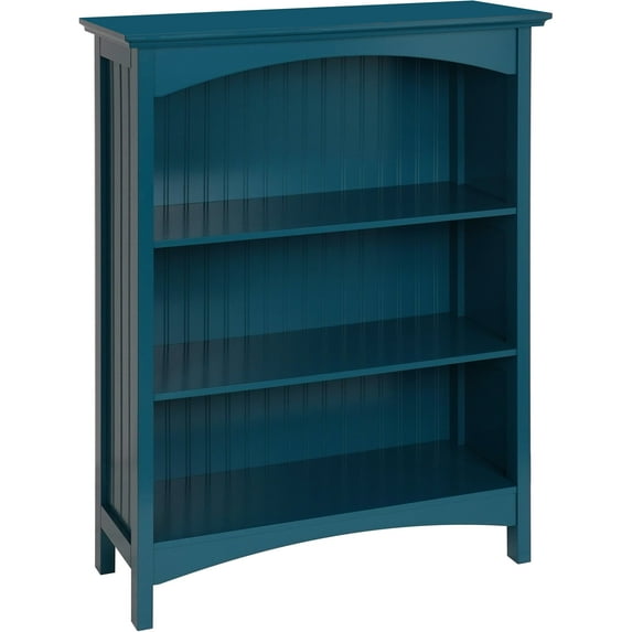 eHemco 3 Tier Storage Shelf Bookcase with 2 Arched Supports, 40 Inches Height, Blue