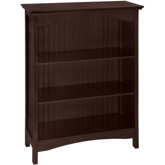 eHemco 3 Tier Storage Shelf Bookcase with 2 Arched Supports, 40 Inches Height, Cherry
