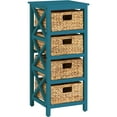 thumbnail image 1 of eHemco 4 Tier X-Side End Storage Cabinet with 4 Wicker Baskets, Teal, 1 of 7