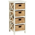 thumbnail image 1 of eHemco 4 Tier X-Side End Storage Cabinet with 4 Wicker Baskets, White, 1 of 6