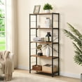 thumbnail image 1 of eHemco 5 Tier Bookshelf, Modern Rustic Bookcase Shelf, Book Rack, Free Standing Shelf, Storage Rack for Home Office, Living Room, Kitchen, 64 Inches, Black Metal Frame with Coffee Shelves, 1 of 7
