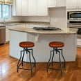 thumbnail image 1 of eHemco Industrial Adjustable Swivel Metal Kitchen Counter stool with Wood Veneer Seat, Rustic Brown and Black, Set of 2, 1 of 8