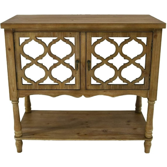 eHemco Console Table with 2 Mirror Doors and Storage Shelf, 35 Inches