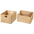 thumbnail image 1 of eHemco Extra Large Rectangular Water Hyacinth Wicker Storage Baskets with Iron Wire Frame, 16.1"x12.6"x9.5", Natural, Set of 2, 1 of 9