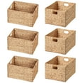 thumbnail image 1 of eHemco Extra Large Rectangular Water Hyacinth Wicker Storage Baskets with Iron Wire Frame, 16.1"x12.6"x9.5", Natural, Set of 6, 1 of 9