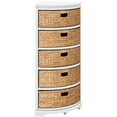 thumbnail image 1 of eHemco Hampton Meadows 5 Tier X-Side Corner Storage Cabinet with 5 Wicker Baskets, White, 1 of 8