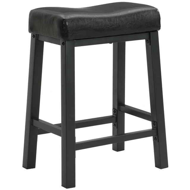 eHemco HeavyDuty Padded Faux Leather Saddle Seat Kitchen Counter Height Barstools, 24.8 Inches