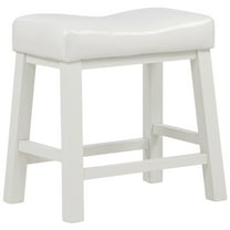 eHemco Heavy-Duty Saddle Kitchen Counter Height Barstools with Wood Legs and Cushion Seat, 19 Inch Height, White