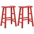 thumbnail image 1 of eHemco Heavy-Duty Solid Wood Saddle Seat Kitchen Counter Bar Stools, 29 Inches, Red, Set of 2, 1 of 5