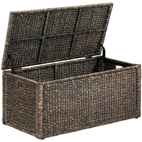 eHemco Heavy-duty Water Hyacinth Wicker Storage Trunk with Metal Frame, 42 by 20 by 18.5 Inches, Brown Wash
