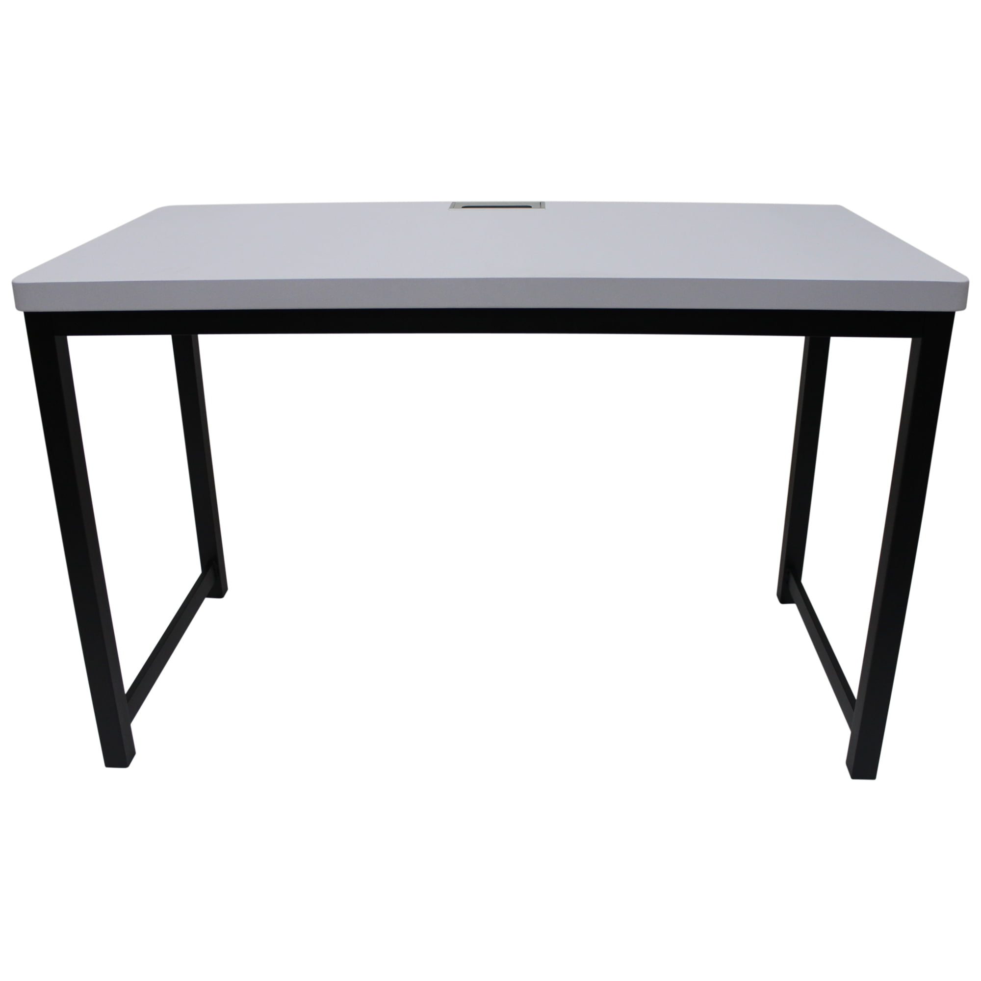 Light Gray MDF Writing Desk with Black Metal Frame, 30 Inches