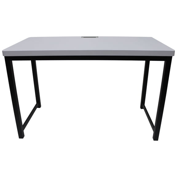 eHemco Office Computer Desk in Light Gray Top and Metal Frame Base in Black, 30 Inches Height