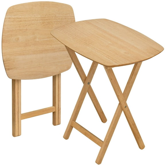 eHemco Oversized Wood Folding TV Tray, 2-Piece, 25.5 Inches Tall, Easy Clean, Natural
