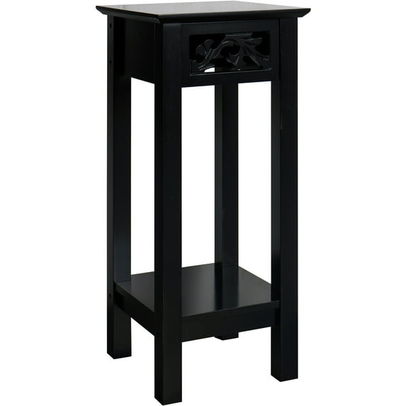 eHemco Plant Decorating Stand End Table Side Table with Storage Shelf, 10 by 10 by 23.7 Inches, Black