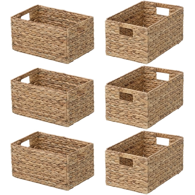eHemco Rectangular Woven Hyacinth Wicker Pantry Storage Baskets with ...