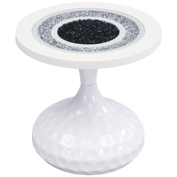 eHemco Round Coffee Table, End Table with Acrylic Diamond Inlay, 17.7" D