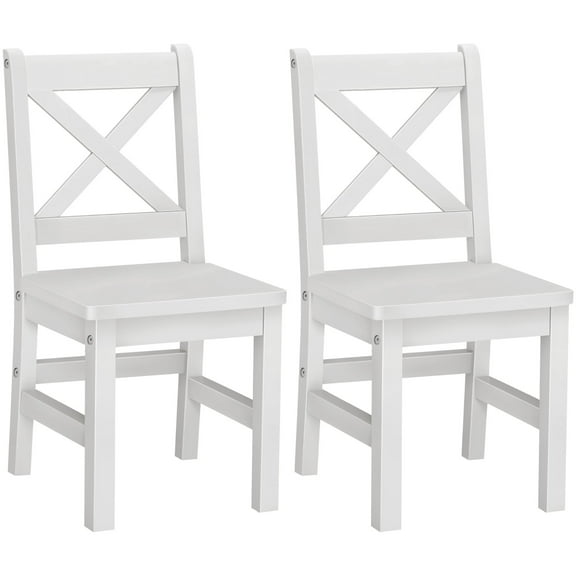 eHemco Solid Hard Wood X Back Kids Chair, White, Set of 2