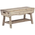 thumbnail image 1 of eHemco Solid Hardwood Bench with Storage Shelf and 4 Panels, 36x15.25x17.3 Inches, White Washed Finish, 1 of 5