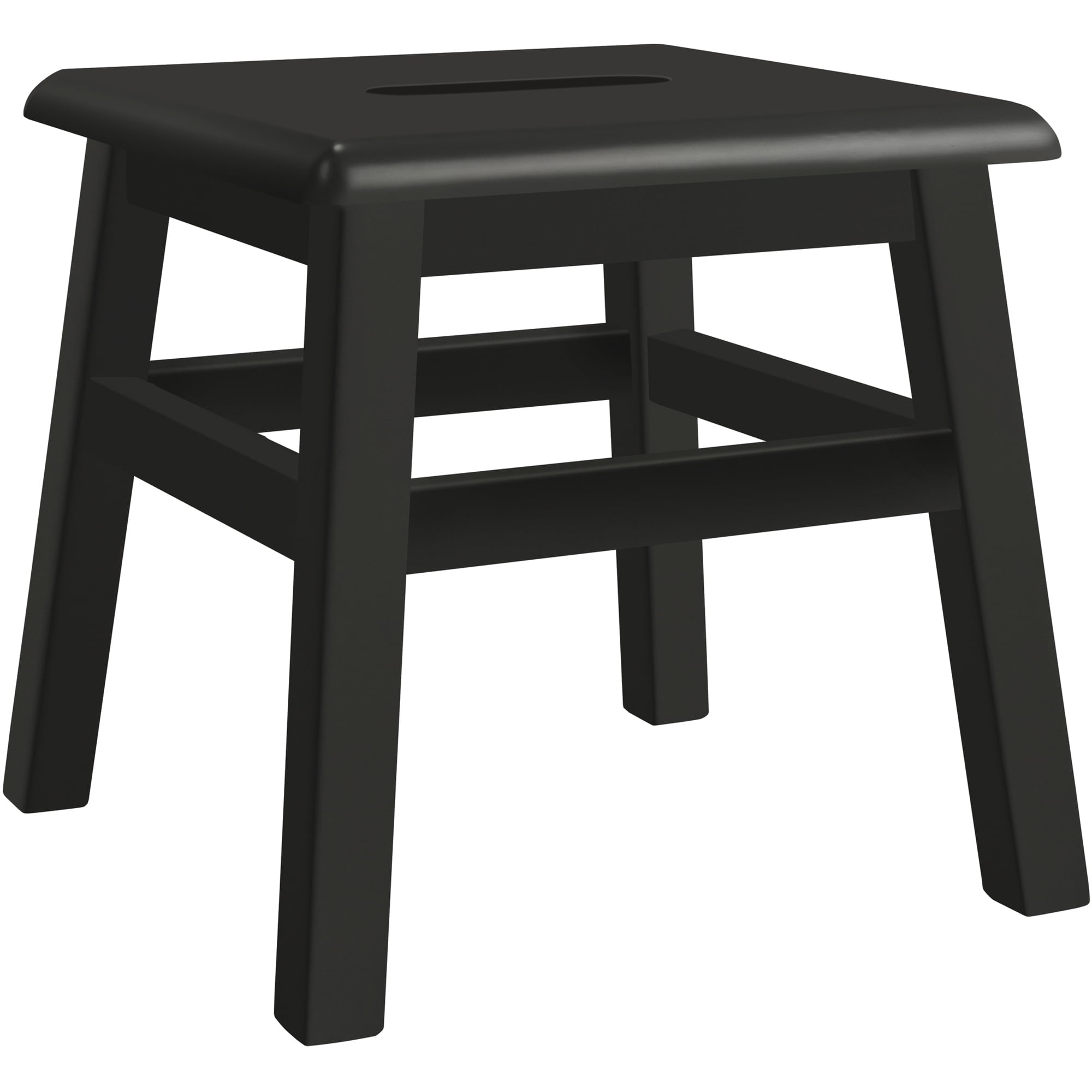 Black Solid Hardwood Portable Step Stool for Kids and Adults