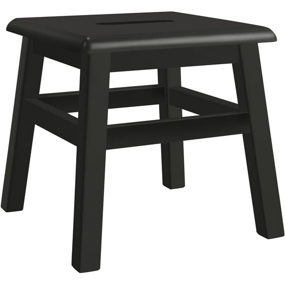 eHemco Solid Hardwood Wooden Step Stool for Adults and Kids, 12.25 Inches Height, Black