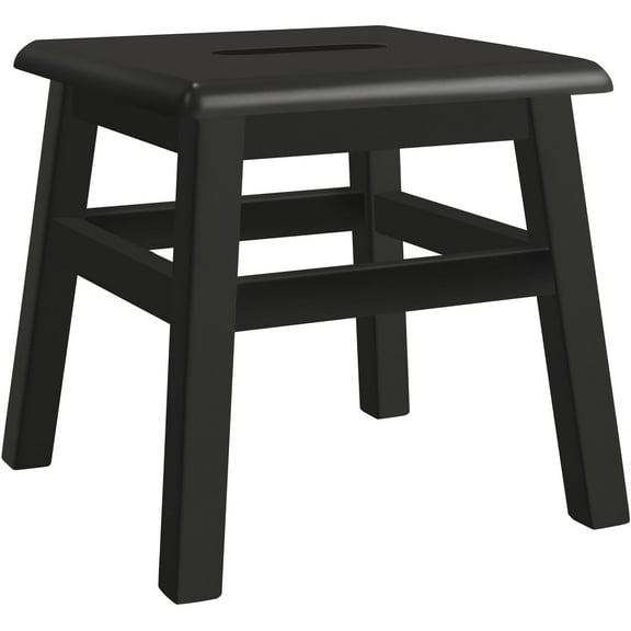 eHemco Solid Hardwood Wooden Step Stool for Adults and Kids, 12.25 Inches Height, Black