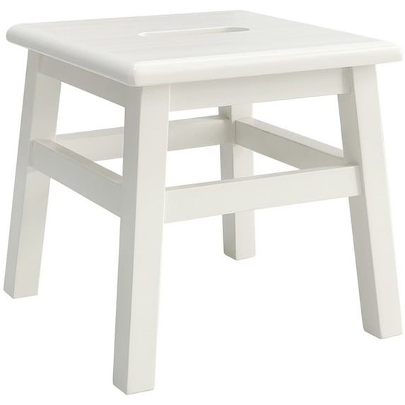 eHemco Solid Hardwood Wooden Step Stool for Adults and Kids, 12.25 inches Height, Antique White