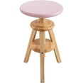 thumbnail image 1 of eHemco Swivel Solid Wood Adjustable Bar Stool, 18.9 to 25.2 Inches, Natural Base with Pink Top, 1 of 7