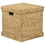 eHemco Water Hyacinth Wiker Storage Box, Natural, 16.5x16.5x16.7 Inches