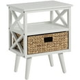 thumbnail image 1 of eHemco X-Side Mid-Century Modern Nightstand End Table with Storage Shelf and Wicker Basket, White, 1 of 5