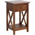 thumbnail image 1 of eHemco X-Side Rathe Nightstand End Table Side Table with Drawer and Storage Shelf, Coffee, 1 of 4