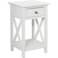 thumbnail image 1 of eHemco X-Side Rathe Nightstand End Table Side Table with Drawer and Storage Shelf, White, 1 of 4