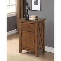 eHemco X-Side Wood Nightstand Side Table End Table with 1 Drawer and 1 Door Storage Cabinet, Brown