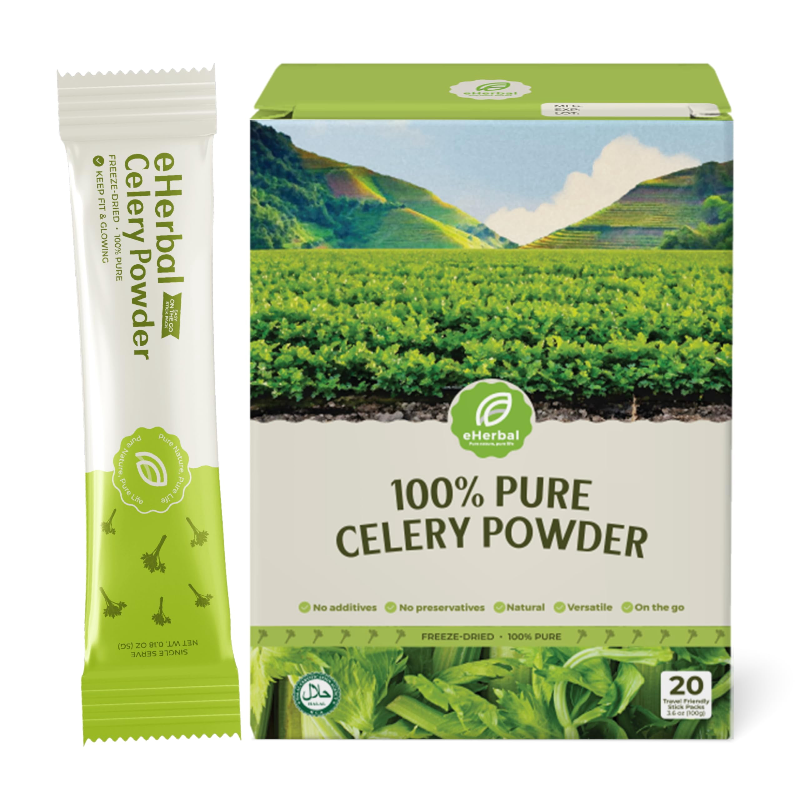 eHerbal 100% Plant based GGA1 Freeze Dried Celery Powder Packets for ...