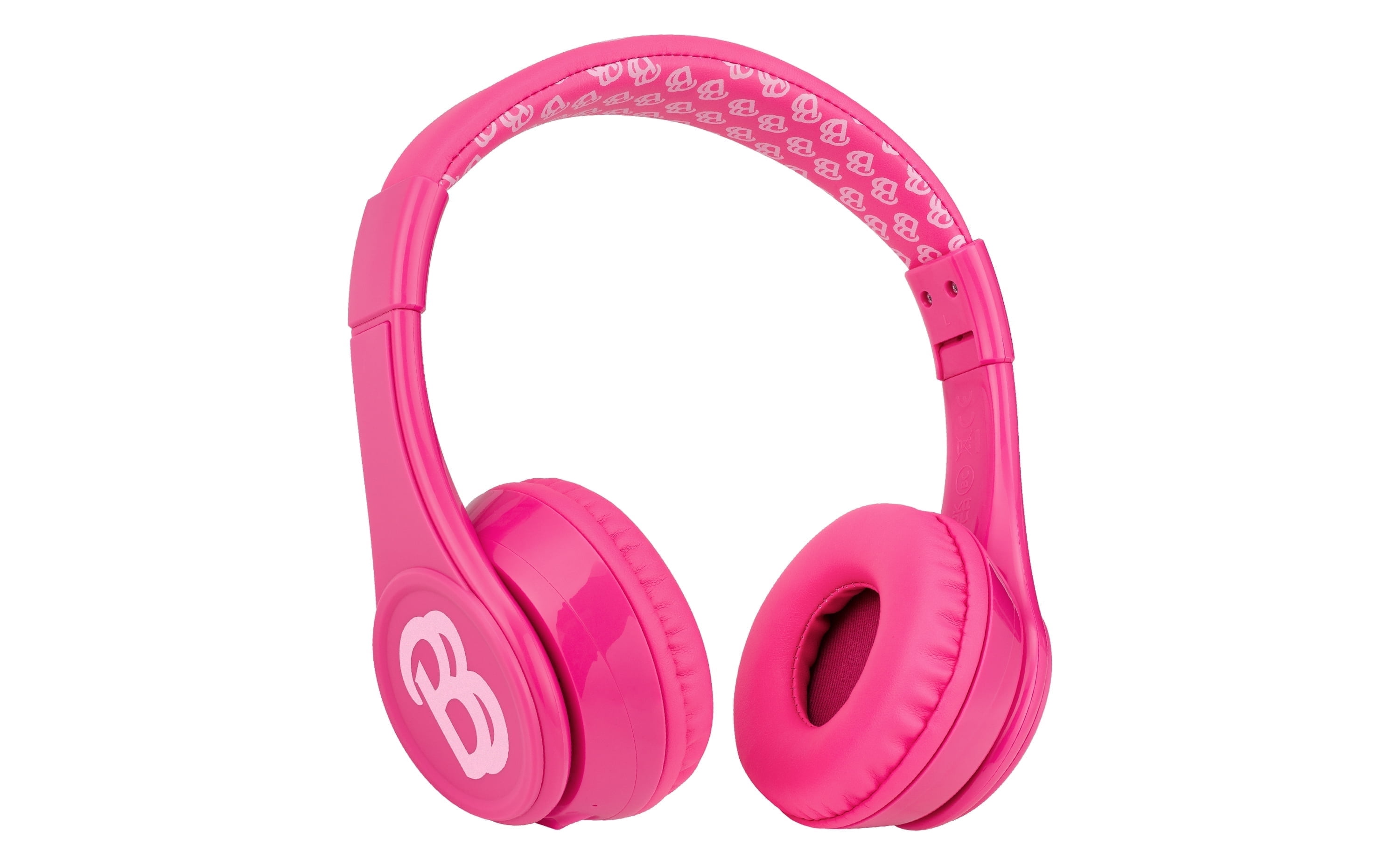 eKids Barbie Bluetooth Headphones Pink with Microphone Includes Aux Cord