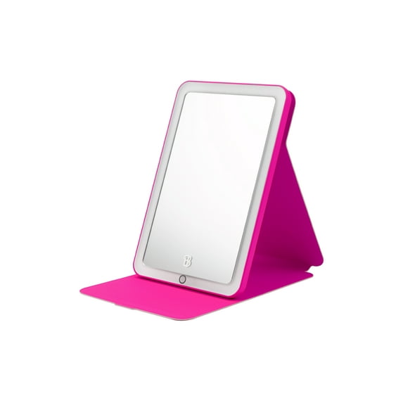 eKids Barbie Travel Mirror with Light and Adjustable Stand, Shatterproof Makeup Mirror with Rechargeable Battery, Designed for Fans of Barbie Accessories and Gifts